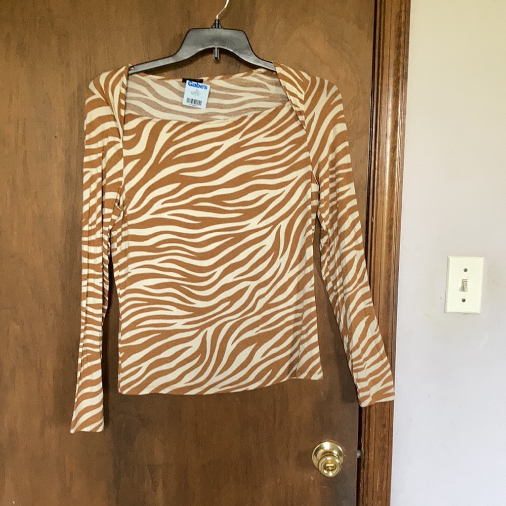 Ann Taylor zebra like print animal print lightweight top casual office M - Picture 11 of 17